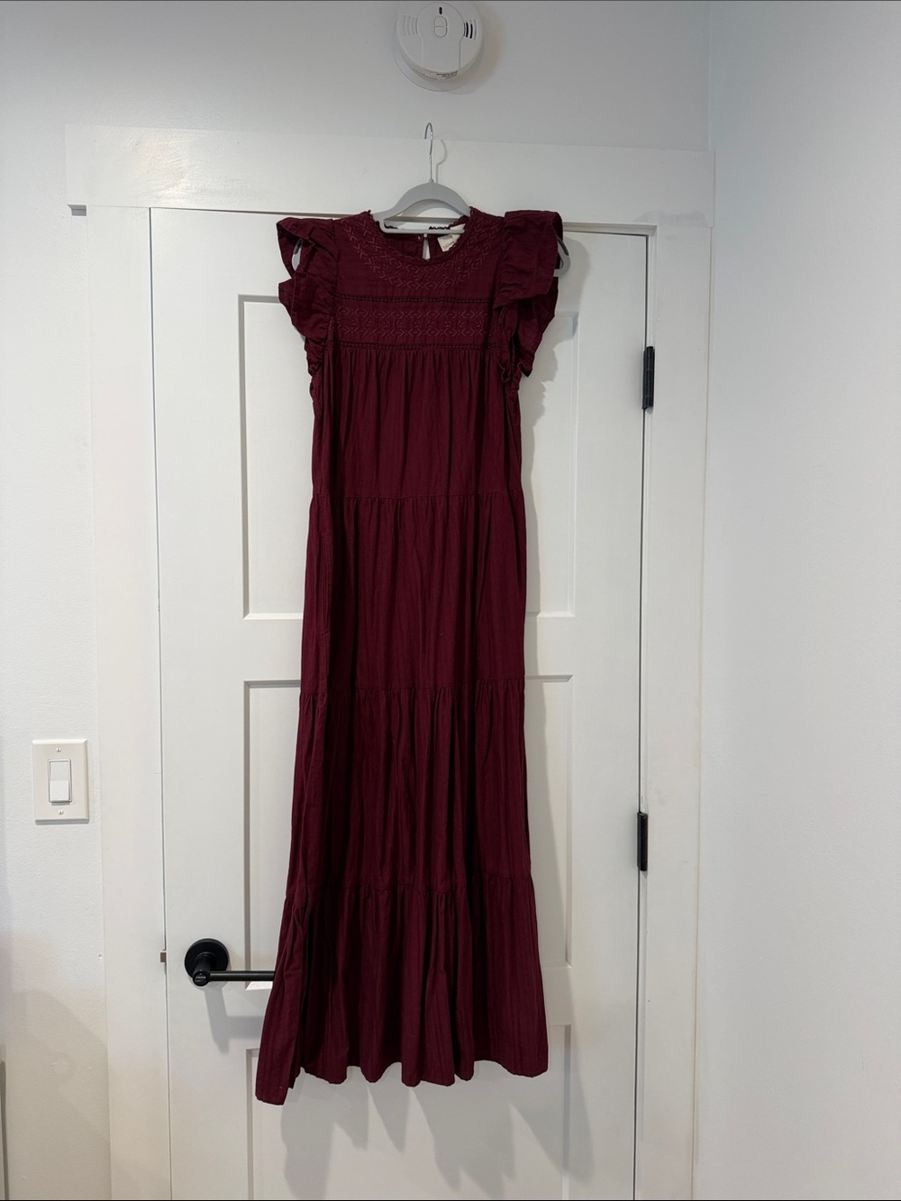 Universal Thread Burgundy Maxi Dress with Ruffle Shoulders